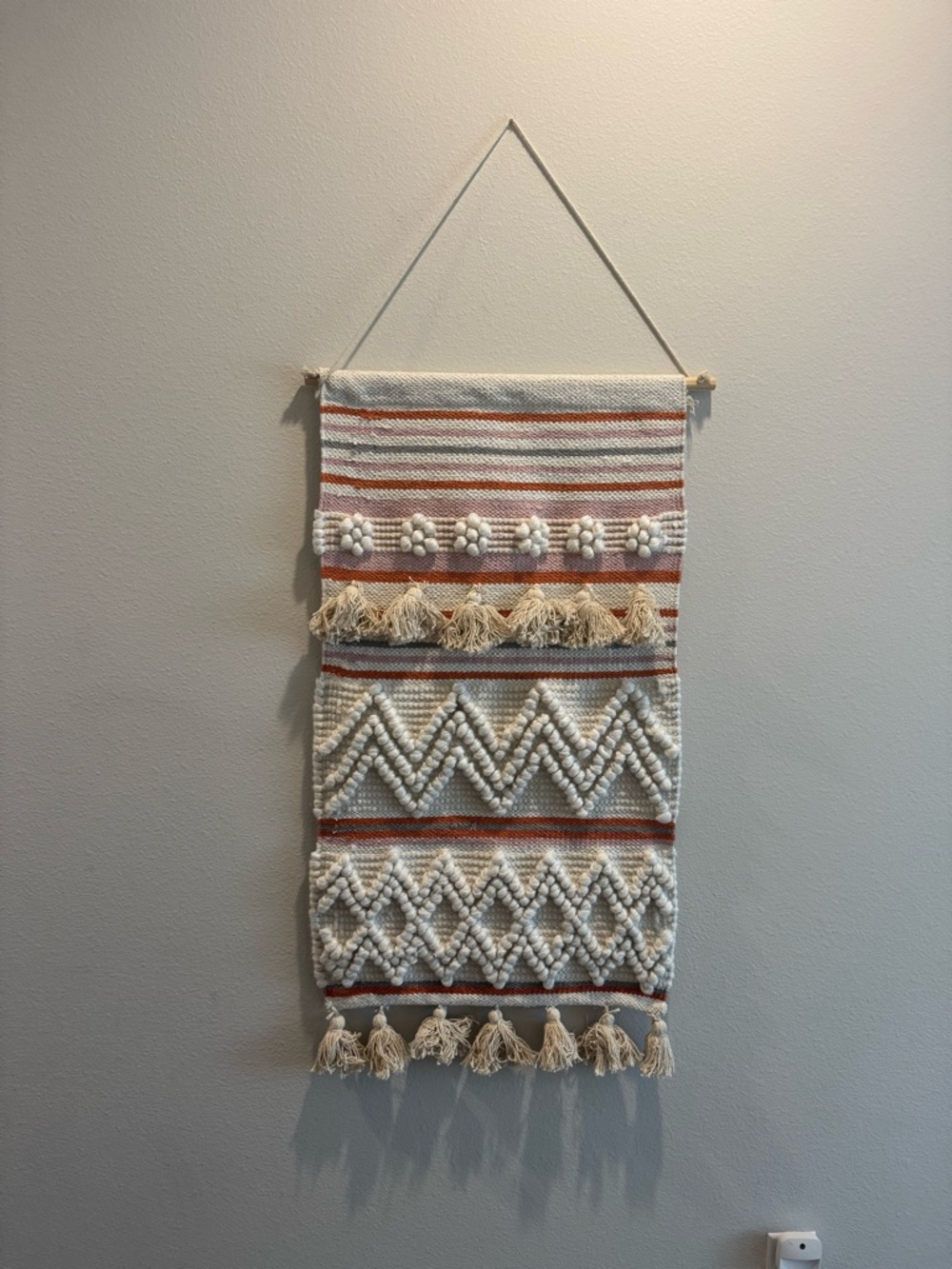 Textured Cream and Rust Woven Wall Hanging